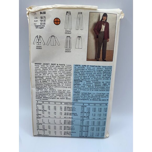 Butterick Misses Skirt Pants Coat Sewing Pattern sz 14 6870 - uncut - Picture 2 of 2